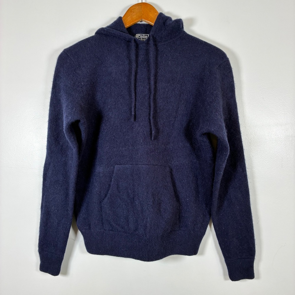 Polo Ralph Lauren Hoodie L Navy 100% Cashmere Italian Luxury Old Money Preppy